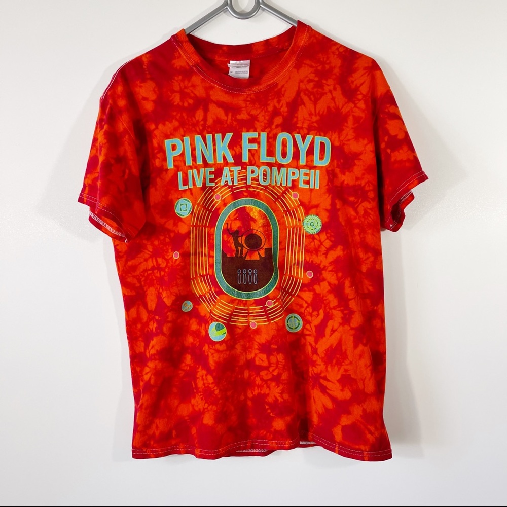 Pink Floyd Live At Pompeii Orange Tie Dye Shirt, M